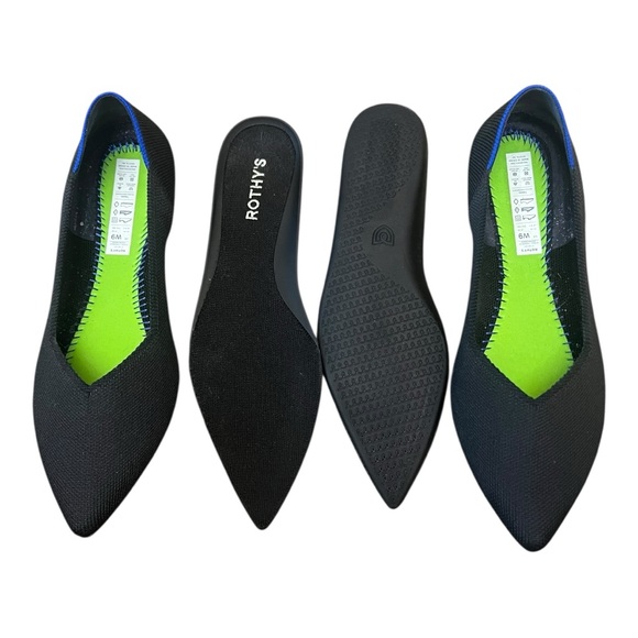 Rothy's Black Flats with Blue Trim - Picture 3 of 5